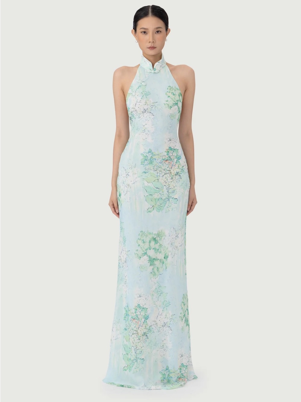 SAU LEE Gillian Chiffon Halter Dress in Carnation Print Size 4